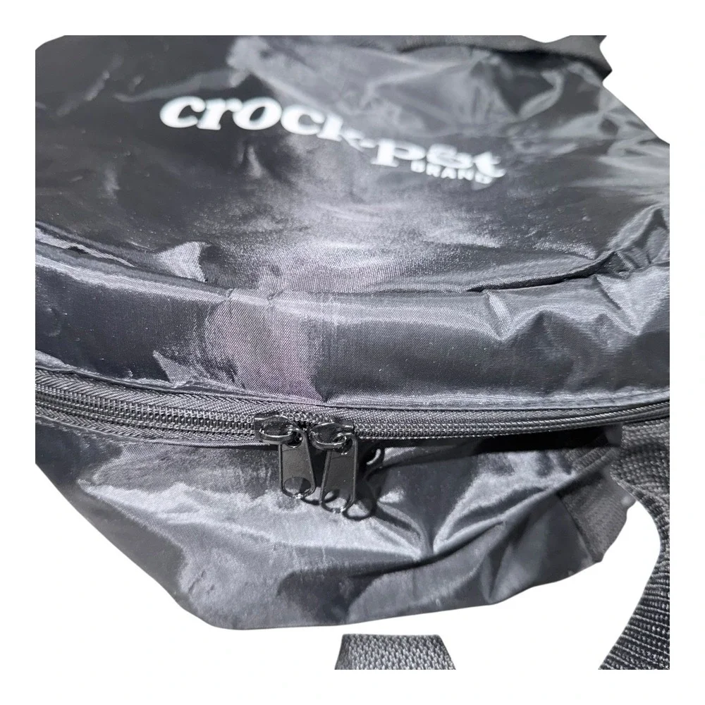 Crock-Pot Travel Bag Insulated Slow Cooker Carrier Black Round Zippered Case